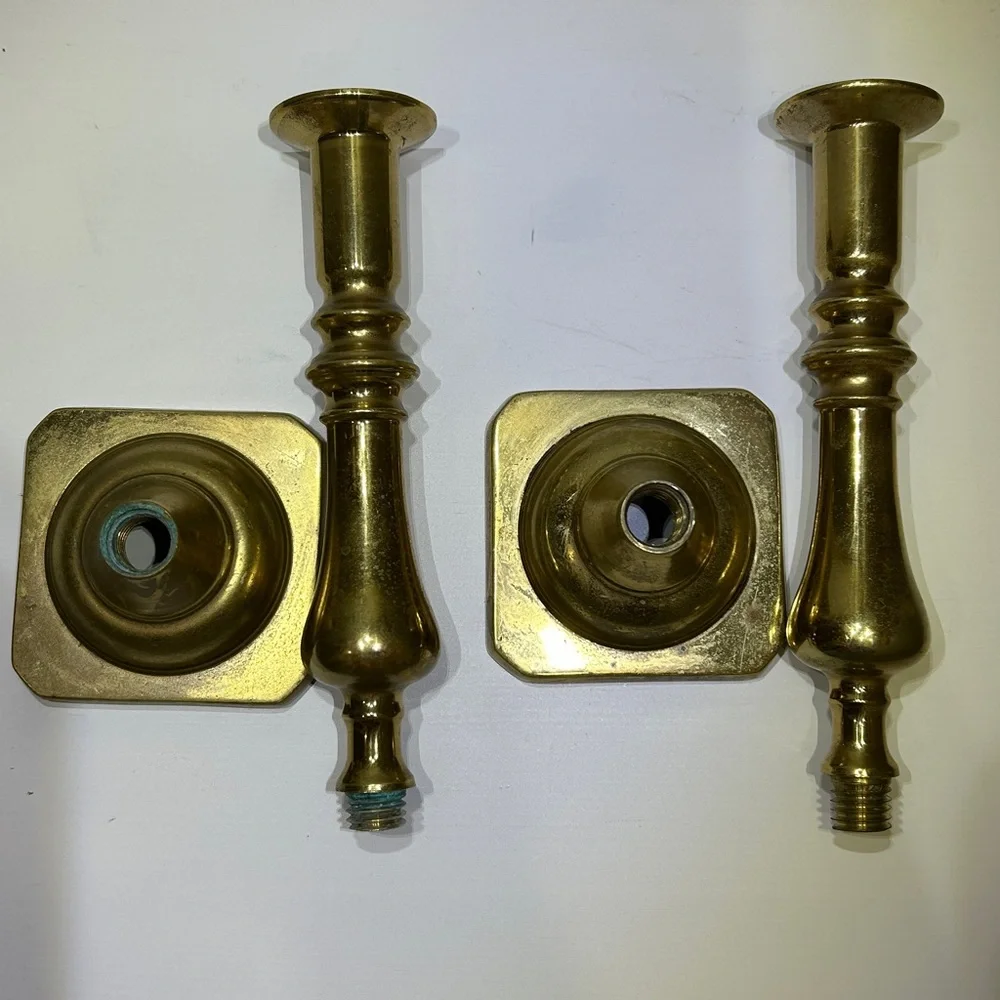 Vintage 60’s Harvin Virginia Metalcrafters Solid Brass Heavy Candlesticks - Picture 9 of 14